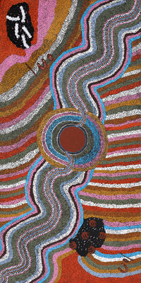Aboriginal Artwork by Karen Norman, Bush Tucker, 91x45cm