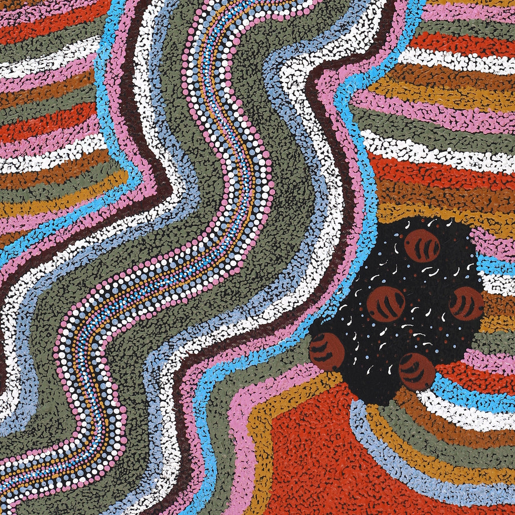 Aboriginal Artwork by Karen Norman, Bush Tucker, 91x45cm