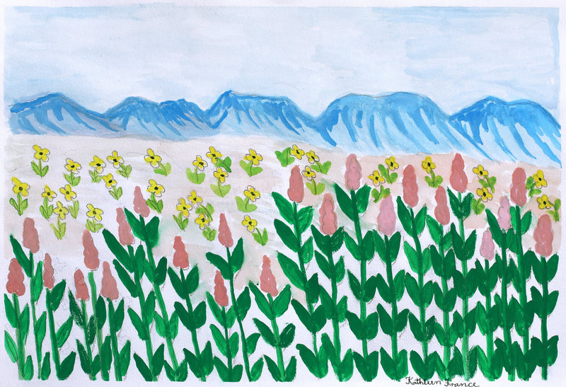 Aboriginal Artwork by Kathleen France, Wildflowers, 38x26cm