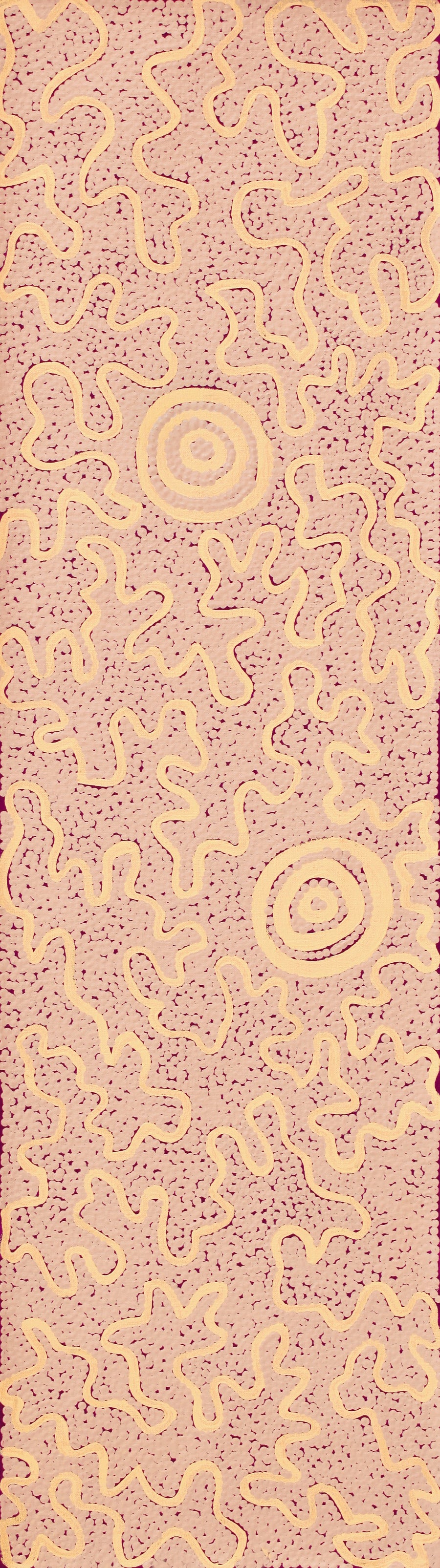 Aboriginal Artwork by Kelly-Anne Nungarrayi Gibson, Ngapa Jukurrpa (Water Dreaming) - Puyurru, 107x30cm