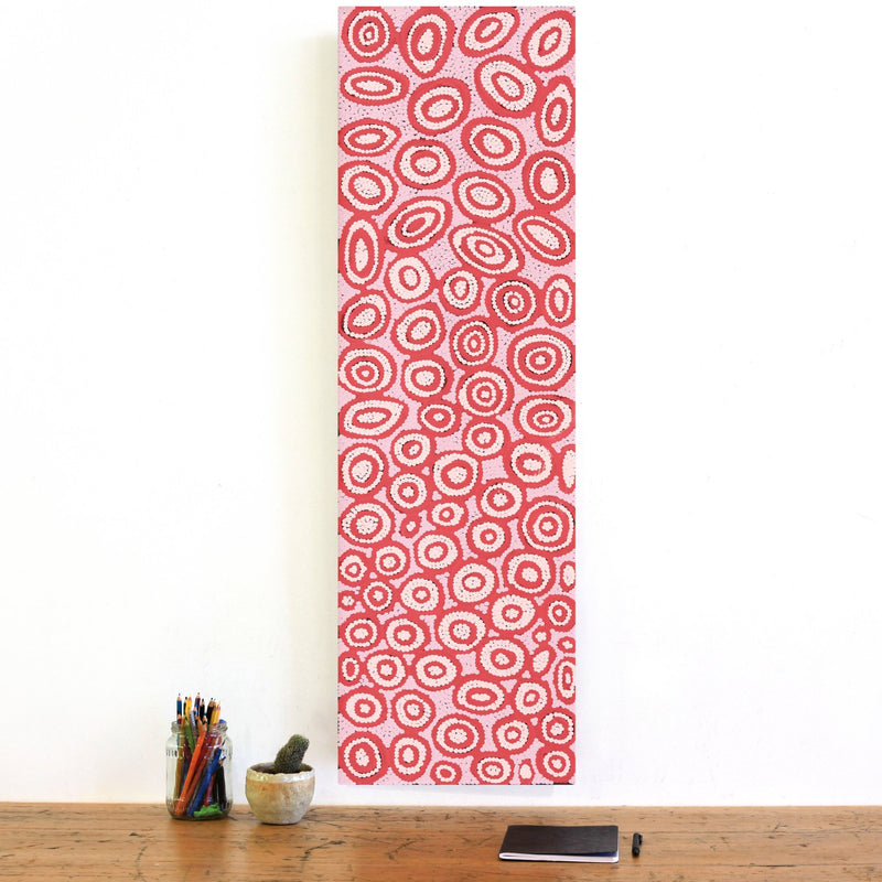 Aboriginal Artwork by Kelly-Anne Nungarrayi Gibson, Ngapa Jukurrpa (Water Dreaming) - Puyurru, 107x30cm