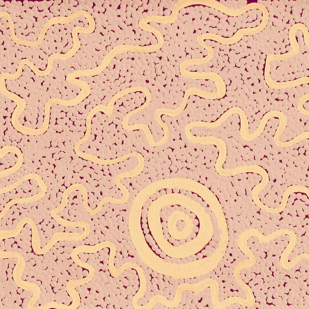 Aboriginal Artwork by Kelly-Anne Nungarrayi Gibson, Ngapa Jukurrpa (Water Dreaming) - Puyurru, 107x30cm