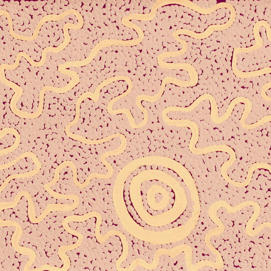 Aboriginal Artwork by Kelly-Anne Nungarrayi Gibson, Ngapa Jukurrpa (Water Dreaming) - Puyurru, 107x30cm