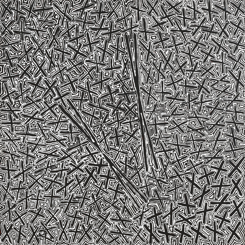 Aboriginal Artwork by Kenneth Jungarrayi Martin, Ngatijirri Jukurrpa (Budgerigar Dreaming), 107x107cm