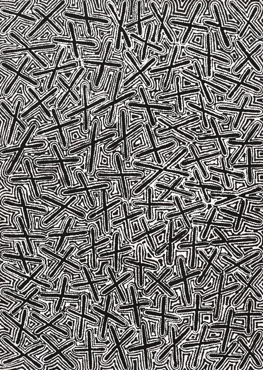 Aboriginal Artwork by Kenneth Jungarrayi Martin, Ngatijirri Jukurrpa (Budgerigar Dreaming), 107x76cm