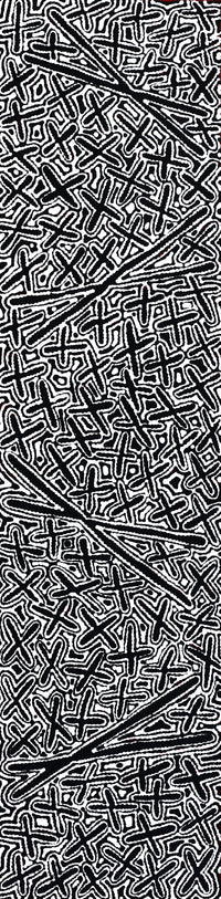 Aboriginal Artwork by Kenneth Jungarrayi Martin, Ngatijirri Jukurrpa (Budgerigar Dreaming), 122x30cm