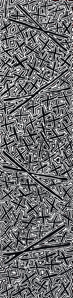 Aboriginal Artwork by Kenneth Jungarrayi Martin, Ngatijirri Jukurrpa (Budgerigar Dreaming), 122x30cm