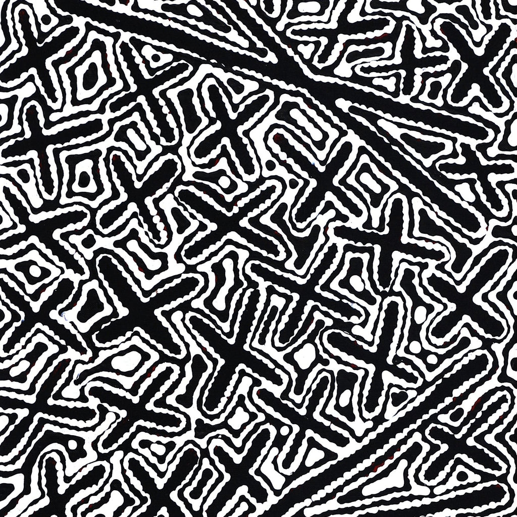 Aboriginal Artwork by Kenneth Jungarrayi Martin, Ngatijirri Jukurrpa (Budgerigar Dreaming), 122x30cm