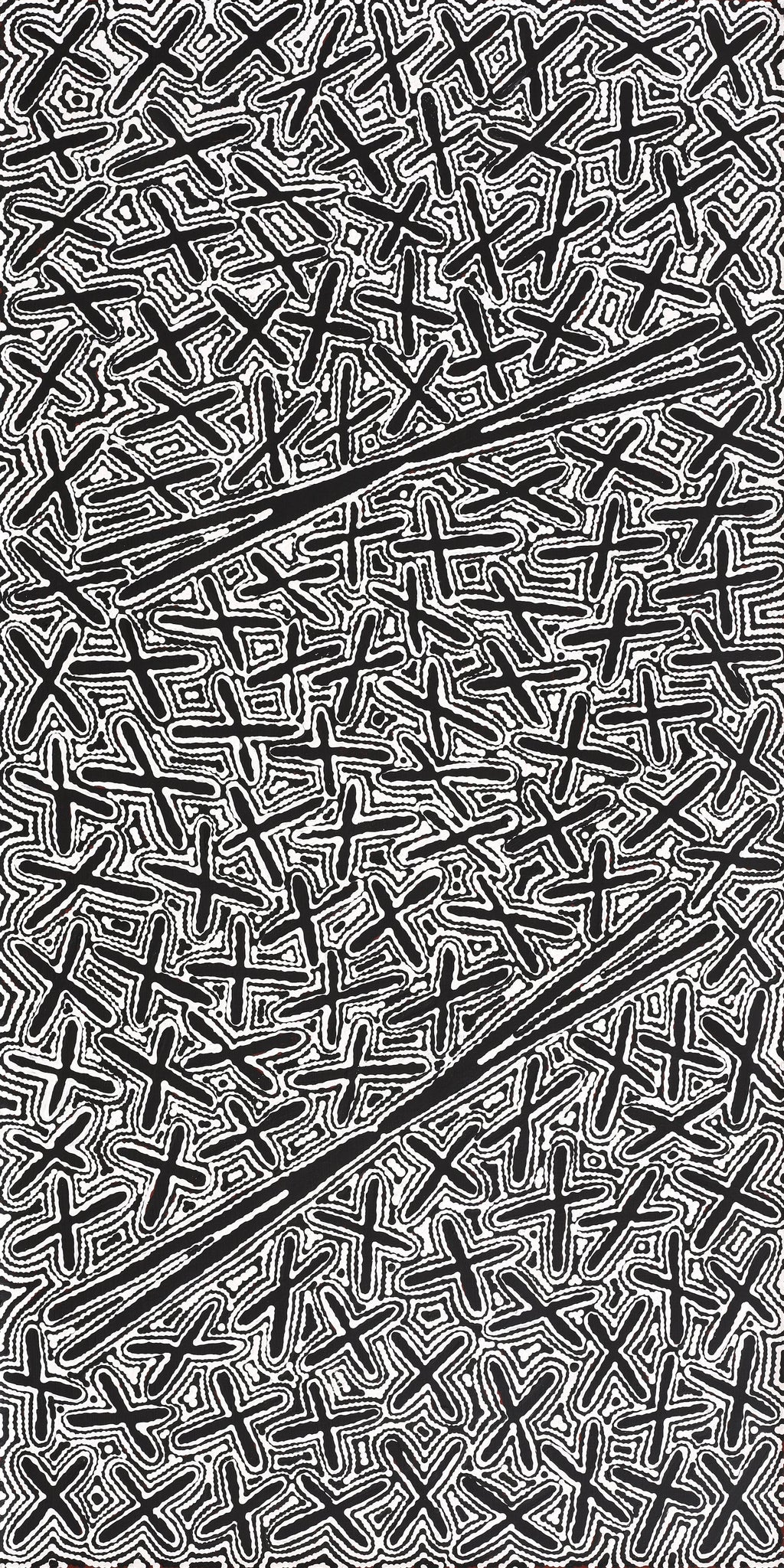 Aboriginal Artwork by Kenneth Jungarrayi Martin, Ngatijirri Jukurrpa (Budgerigar Dreaming), 122x61cm