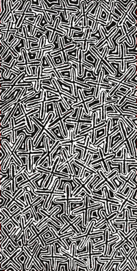 Aboriginal Artwork by Kenneth Jungarrayi Martin, Ngatijirri Jukurrpa (Budgerigar Dreaming), 91x46cm