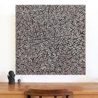 Aboriginal Artwork by Kenneth Jungarrayi Martin, Ngatijirri Jukurrpa (Budgerigar Dreaming), 91x91cm