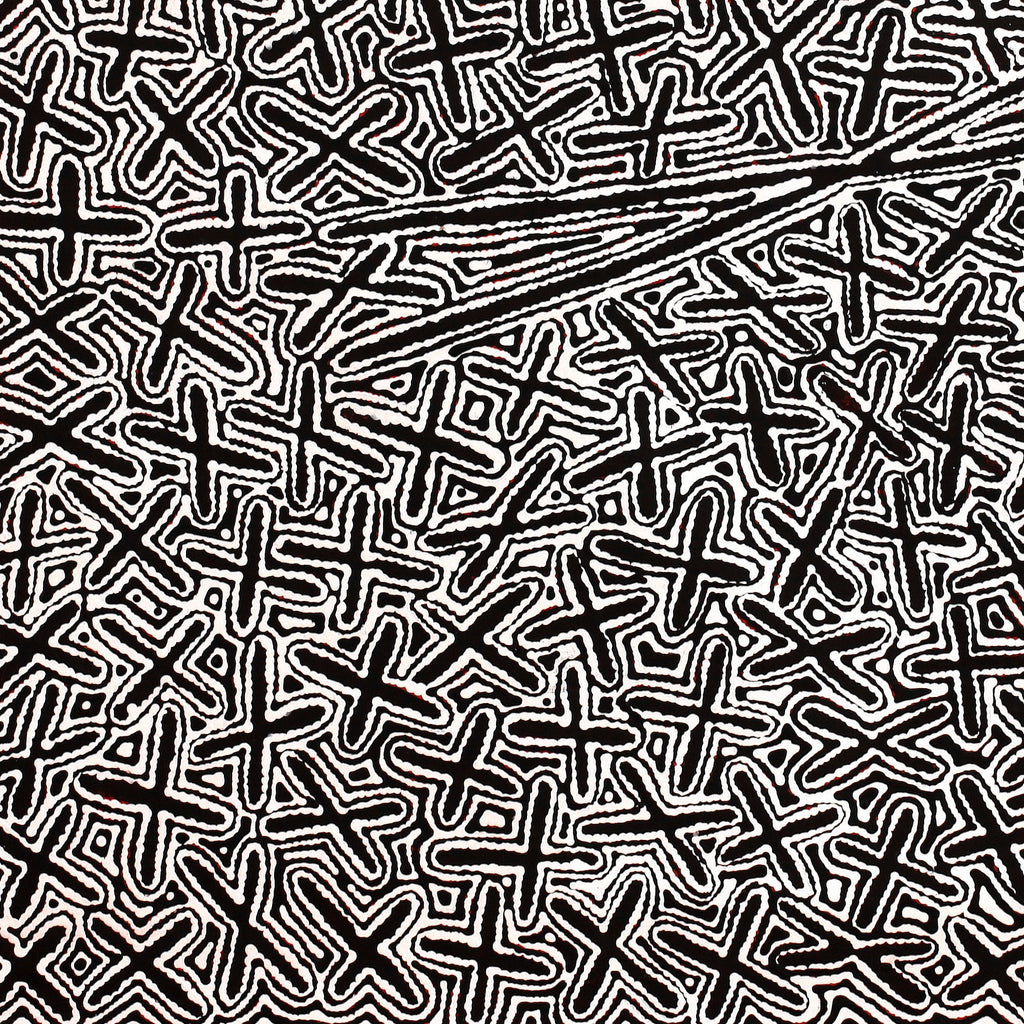 Aboriginal Artwork by Kenneth Jungarrayi Martin, Ngatijirri Jukurrpa (Budgerigar Dreaming), 91x91cm