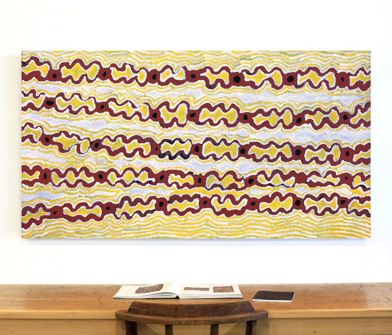 Aboriginal Artwork by Kutungka Napanangka, Hunting Brown Snake, 153x82cm