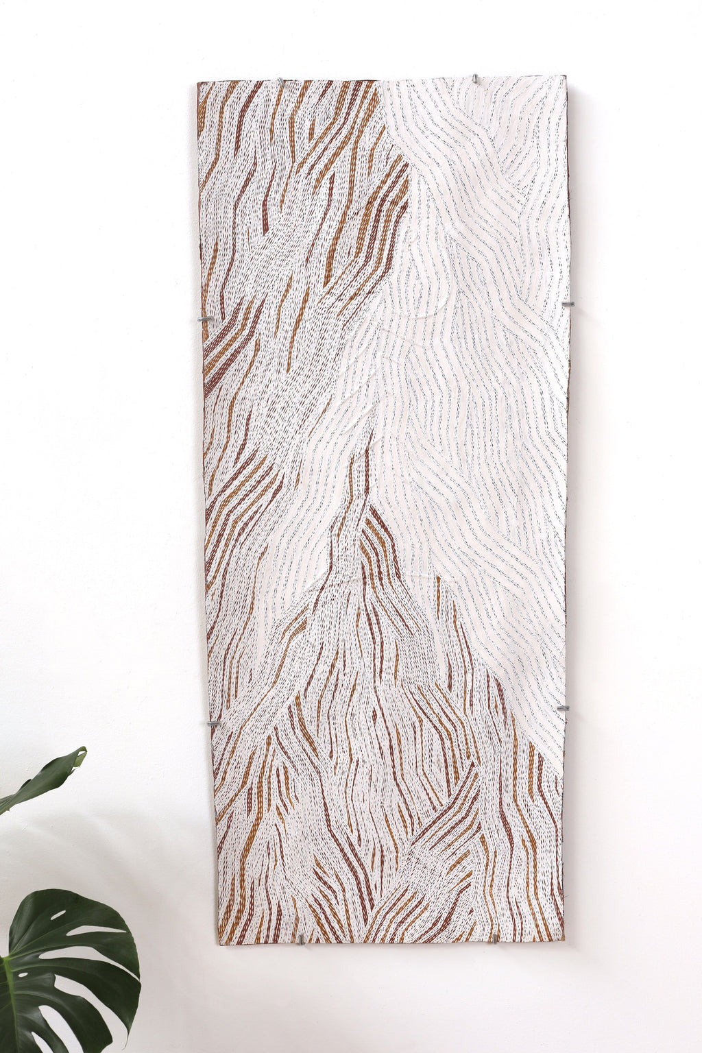 Aboriginal Artwork by Lamangirra #2 Gumana, Garrapara, 118x48cm Bark