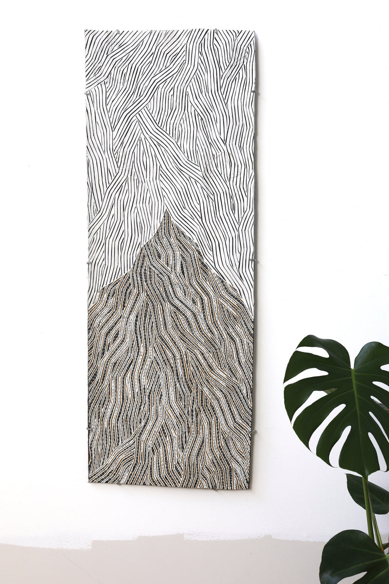 Aboriginal Art by Lamangirra #2 Gumana, Garrapara, 132x48cm Bark - ART ARK®