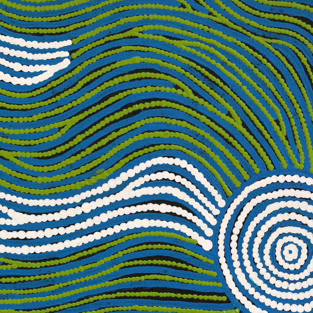 Aboriginal Artwork by Leah Nampijinpa Sampson, Ngapa Jukurrpa - Pirlinyarnu, 76x30cm