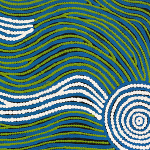 Aboriginal Artwork by Leah Nampijinpa Sampson, Ngapa Jukurrpa - Pirlinyarnu, 76x30cm - ART ARK®