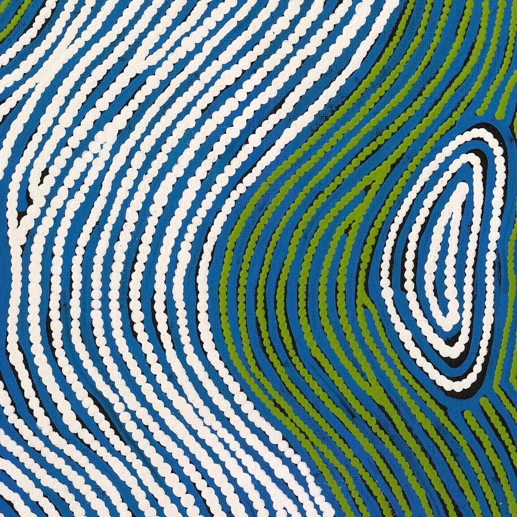 Aboriginal Artwork by Leah Nampijinpa Sampson, Ngapa Jukurrpa - Pirlinyarnu, 76x30cm