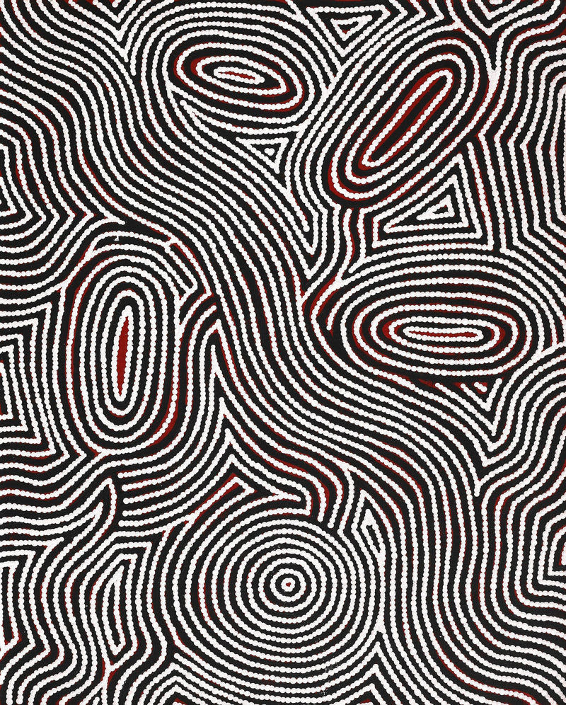 Aboriginal Artwork by Leah Nampijinpa Sampson, Ngapa Jukurrpa - Pirlinyarnu, 76x61cm