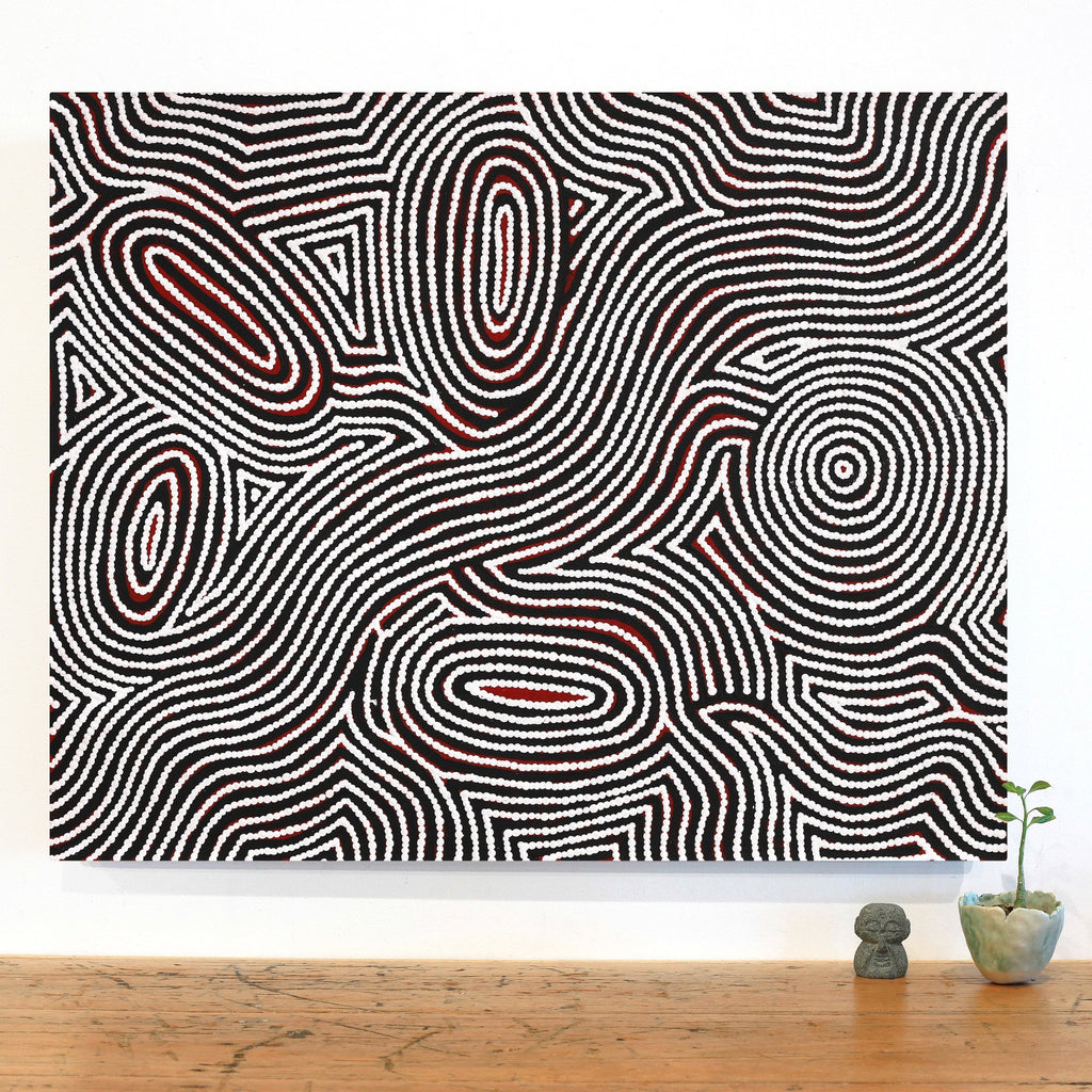 Aboriginal Artwork by Leah Nampijinpa Sampson, Ngapa Jukurrpa - Pirlinyarnu, 76x61cm