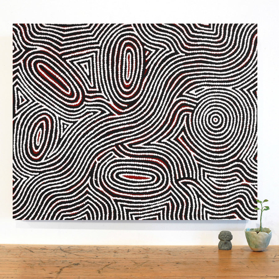 Aboriginal Artwork by Leah Nampijinpa Sampson, Ngapa Jukurrpa - Pirlinyarnu, 76x61cm