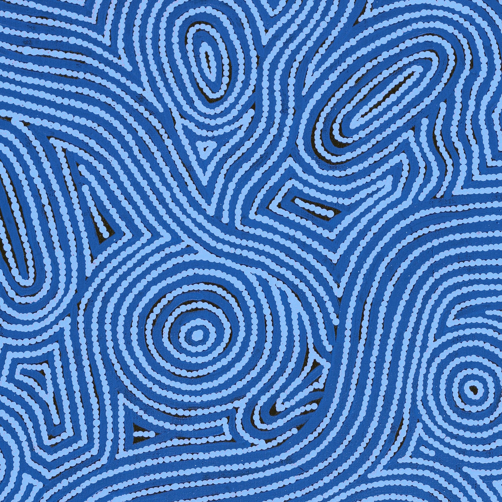 Aboriginal Artwork by Leah Nampijinpa Sampson, Ngapa Jukurrpa - Pirlinyarnu, 91x61cm
