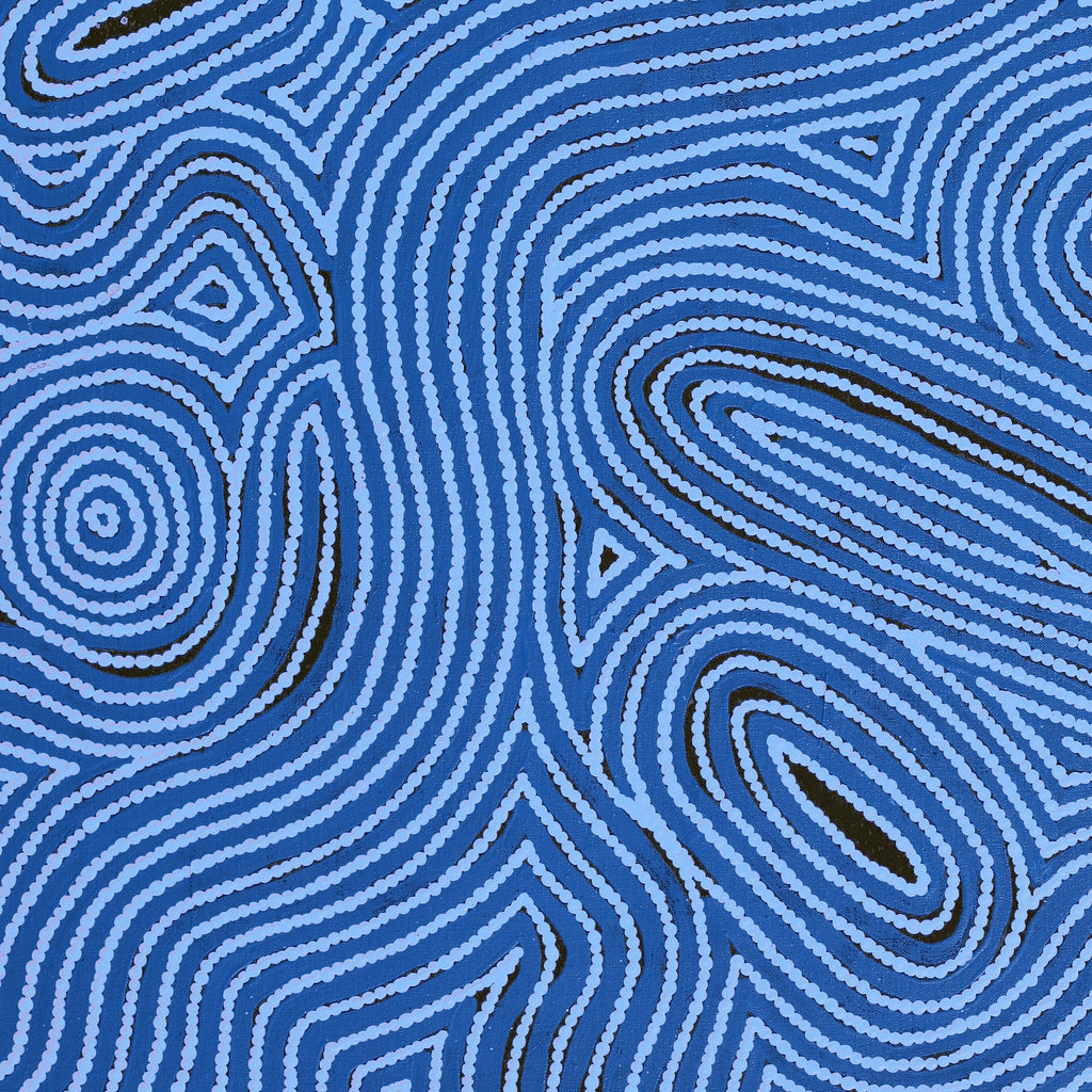 Aboriginal Artwork by Leah Nampijinpa Sampson, Ngapa Jukurrpa - Pirlinyarnu, 91x61cm
