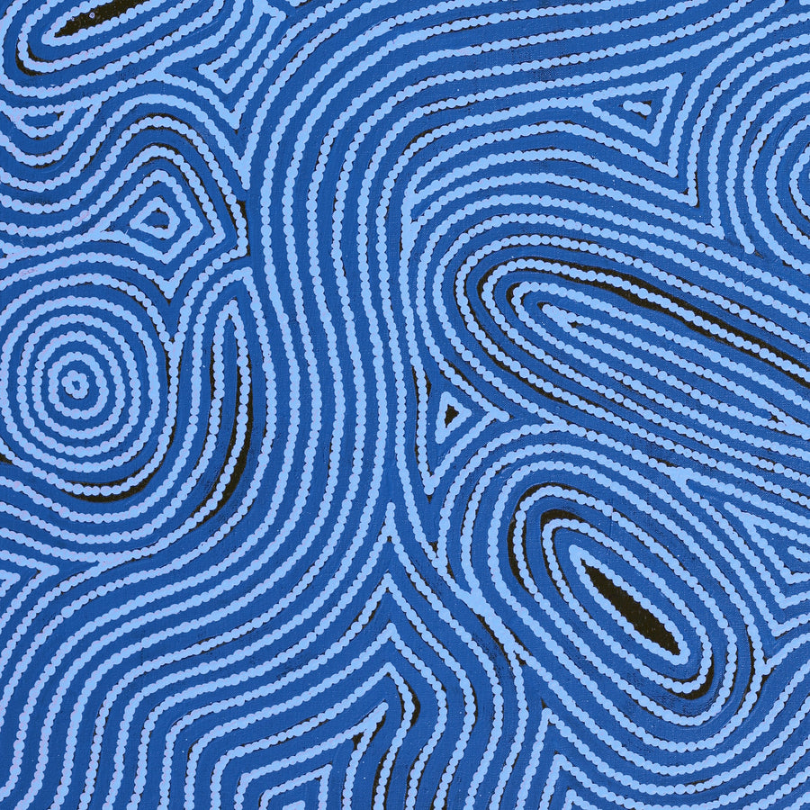 Aboriginal Artwork by Leah Nampijinpa Sampson, Ngapa Jukurrpa - Pirlinyarnu, 91x61cm