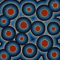 Aboriginal Artwork by Leavannia Nampijinpa Watson, Ngapa Jukurrpa (Water Dreaming) - Puyurru, 61x61cm