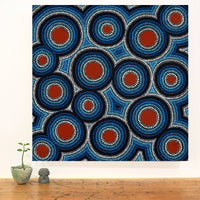 Aboriginal Artwork by Leavannia Nampijinpa Watson, Ngapa Jukurrpa (Water Dreaming) - Puyurru, 61x61cm