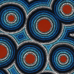 Aboriginal Art by Leavannia Nampijinpa Watson, Ngapa Jukurrpa (Water Dreaming) - Puyurru, 61x61cm - ART ARK®