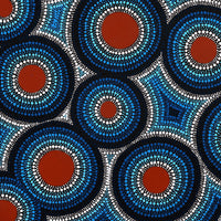 Aboriginal Artwork by Leavannia Nampijinpa Watson, Ngapa Jukurrpa (Water Dreaming) - Puyurru, 61x61cm