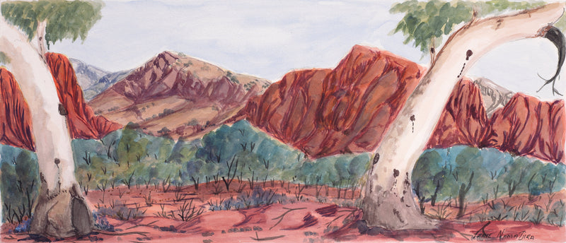 Aboriginal Artwork by Lenie Namatjira Lankin, Mt Leibig, 53.5x23cm