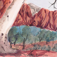 Aboriginal Artwork by Lenie Namatjira Lankin, Mt Leibig, 53.5x23cm