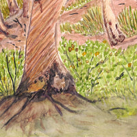 Aboriginal Artwork by Lenie Namatjira Lankin, Todd River where mob hangs out, 36x26cm