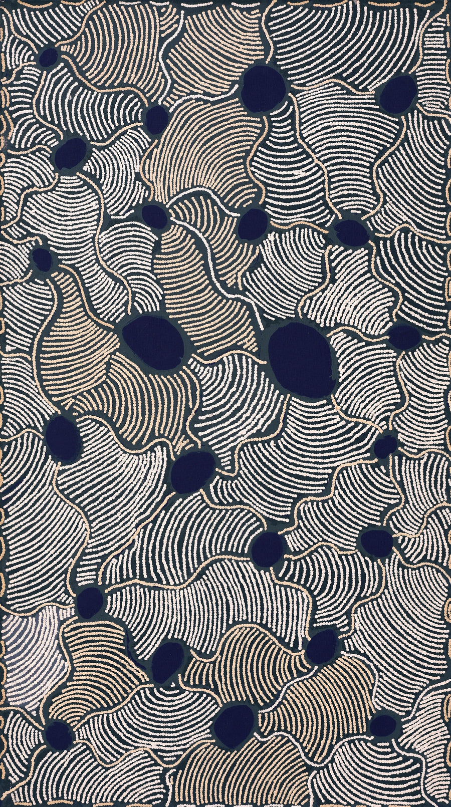 Aboriginal Artwork by Leonie Napaltjarri Kamutu, Papa Tjukurrpa (Dog Dreaming), 136x76cm