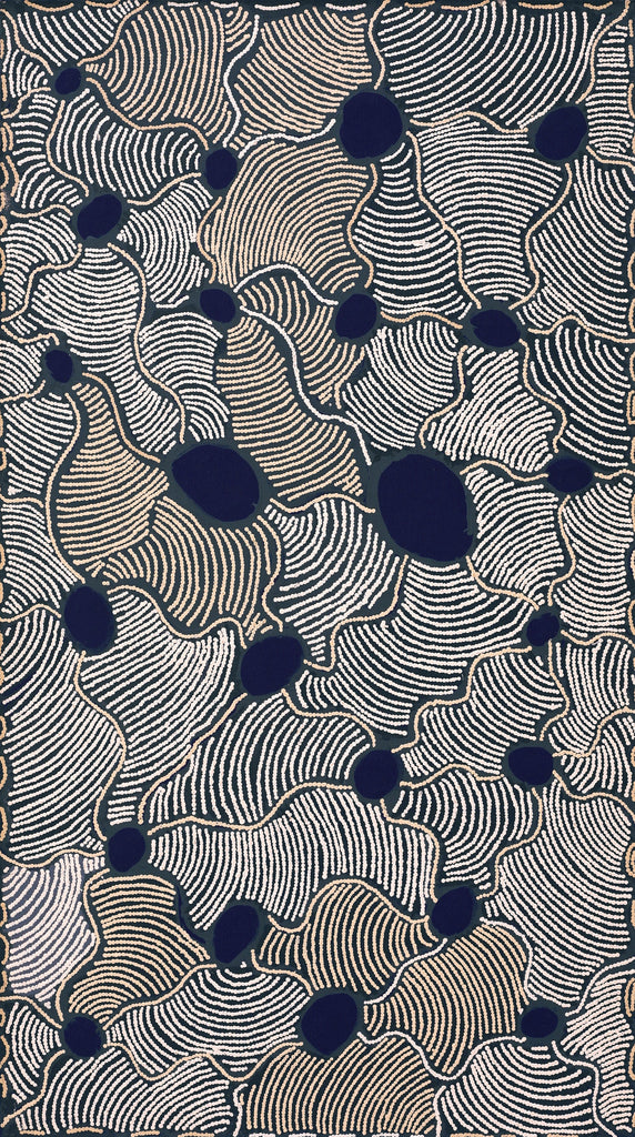 Aboriginal Artwork by Leonie Napaltjarri Kamutu, Papa Tjukurrpa (Dog Dreaming), 136x76cm