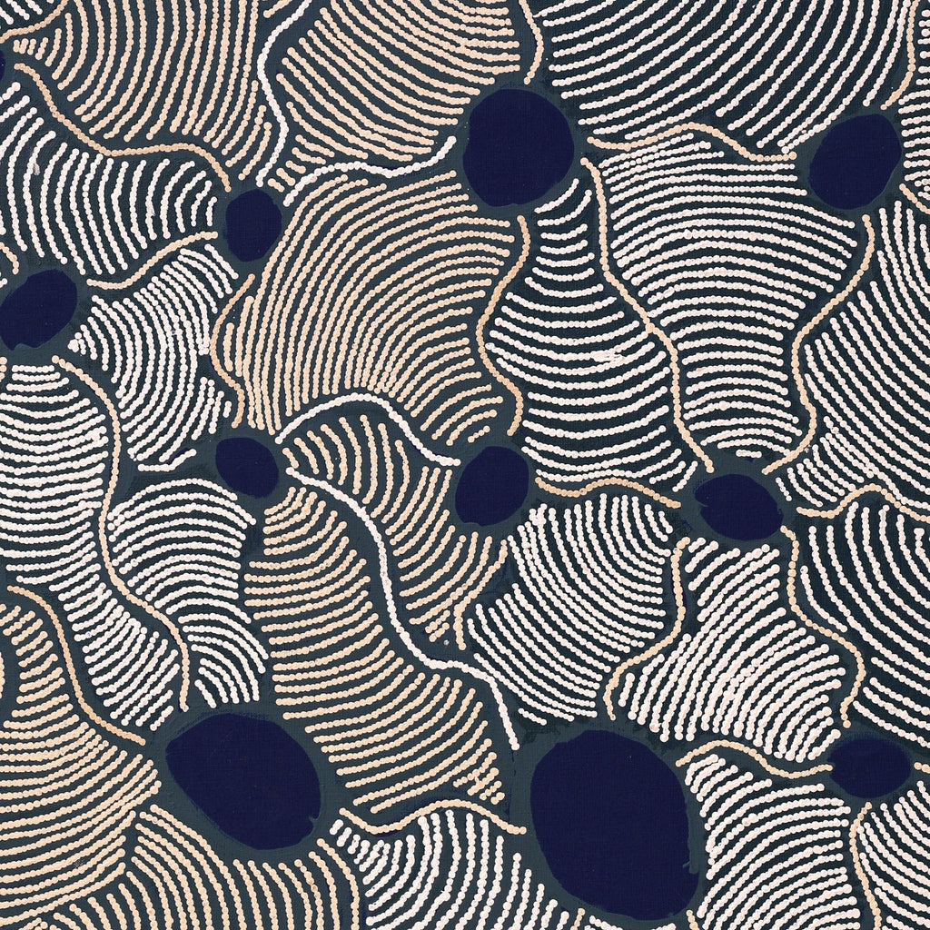 Aboriginal Artwork by Leonie Napaltjarri Kamutu, Papa Tjukurrpa (Dog Dreaming), 136x76cm