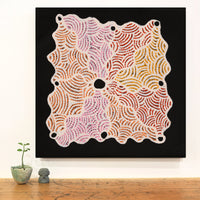 Aboriginal Artwork by Leonie Napaltjarri Kamutu, Papa Tjukurrpa (Dog Dreaming), 60x60cm