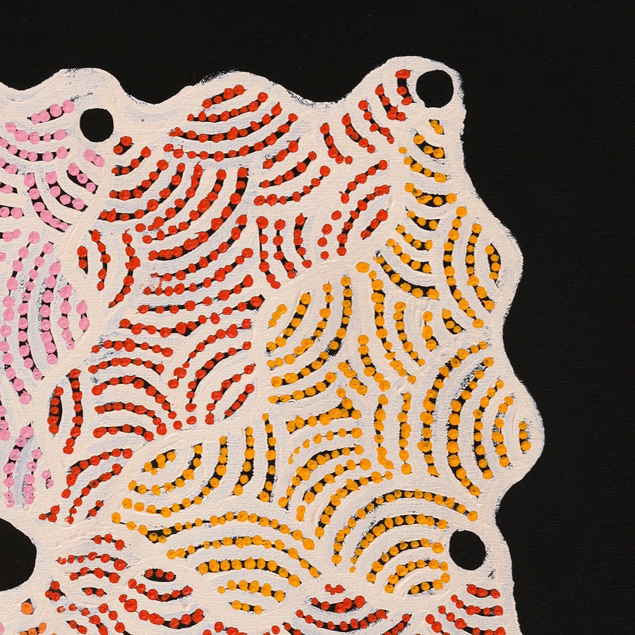 Aboriginal Artwork by Leonie Napaltjarri Kamutu, Papa Tjukurrpa (Dog Dreaming), 60x60cm