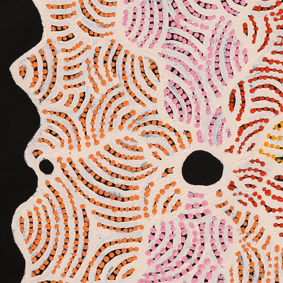 Aboriginal Artwork by Leonie Napaltjarri Kamutu, Papa Tjukurrpa (Dog Dreaming), 60x60cm