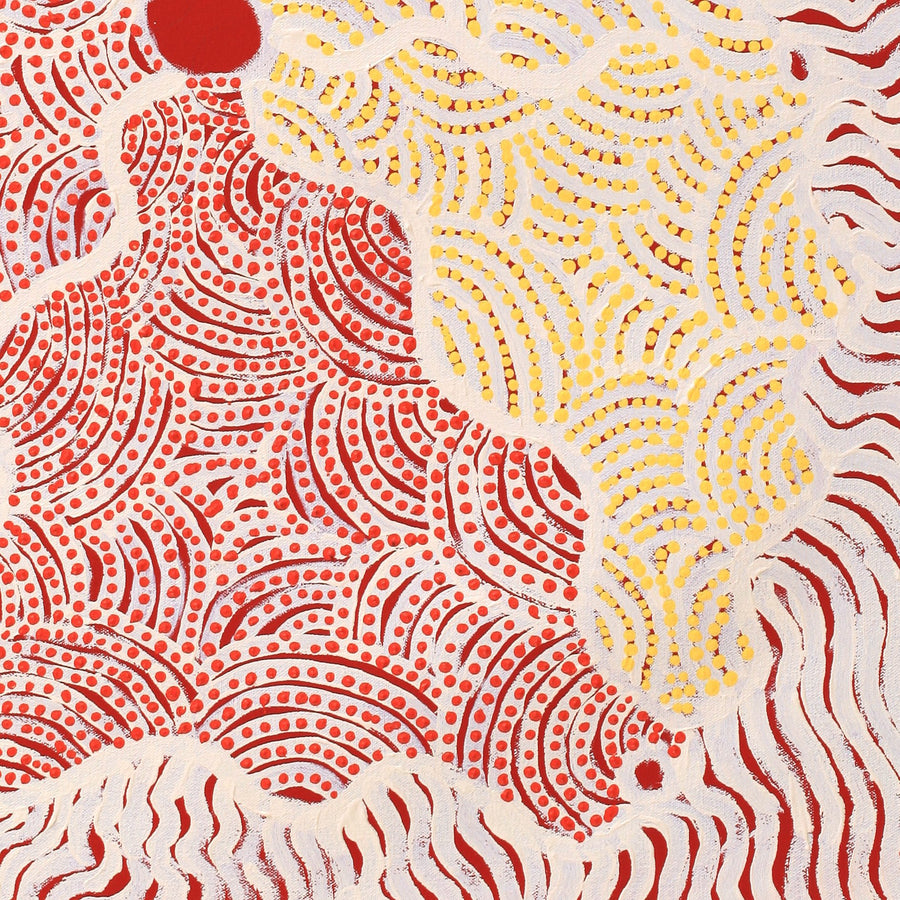 Aboriginal Artwork by Leonie Napaltjarri Kamutu, Papa Tjukurrpa (Dog Dreaming), 75x50cm