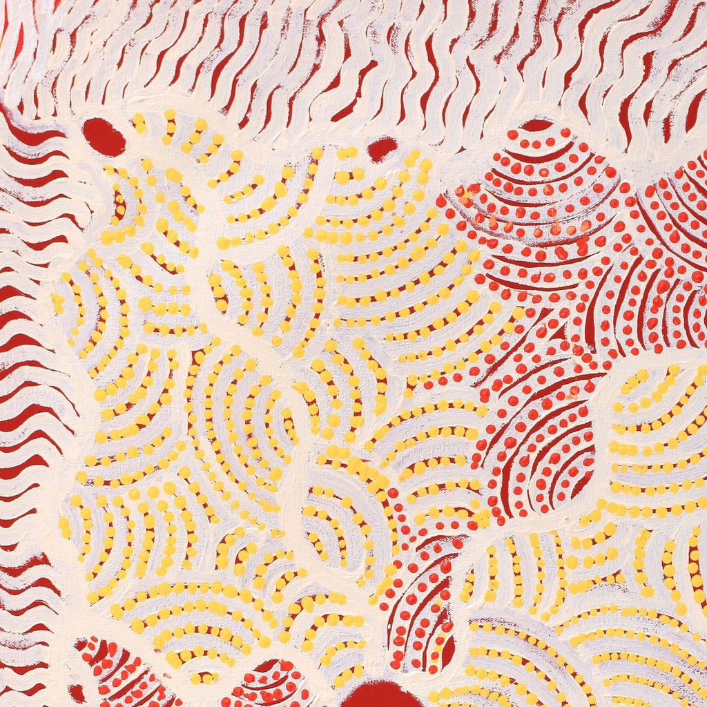 Aboriginal Artwork by Leonie Napaltjarri Kamutu, Papa Tjukurrpa (Dog Dreaming), 75x50cm