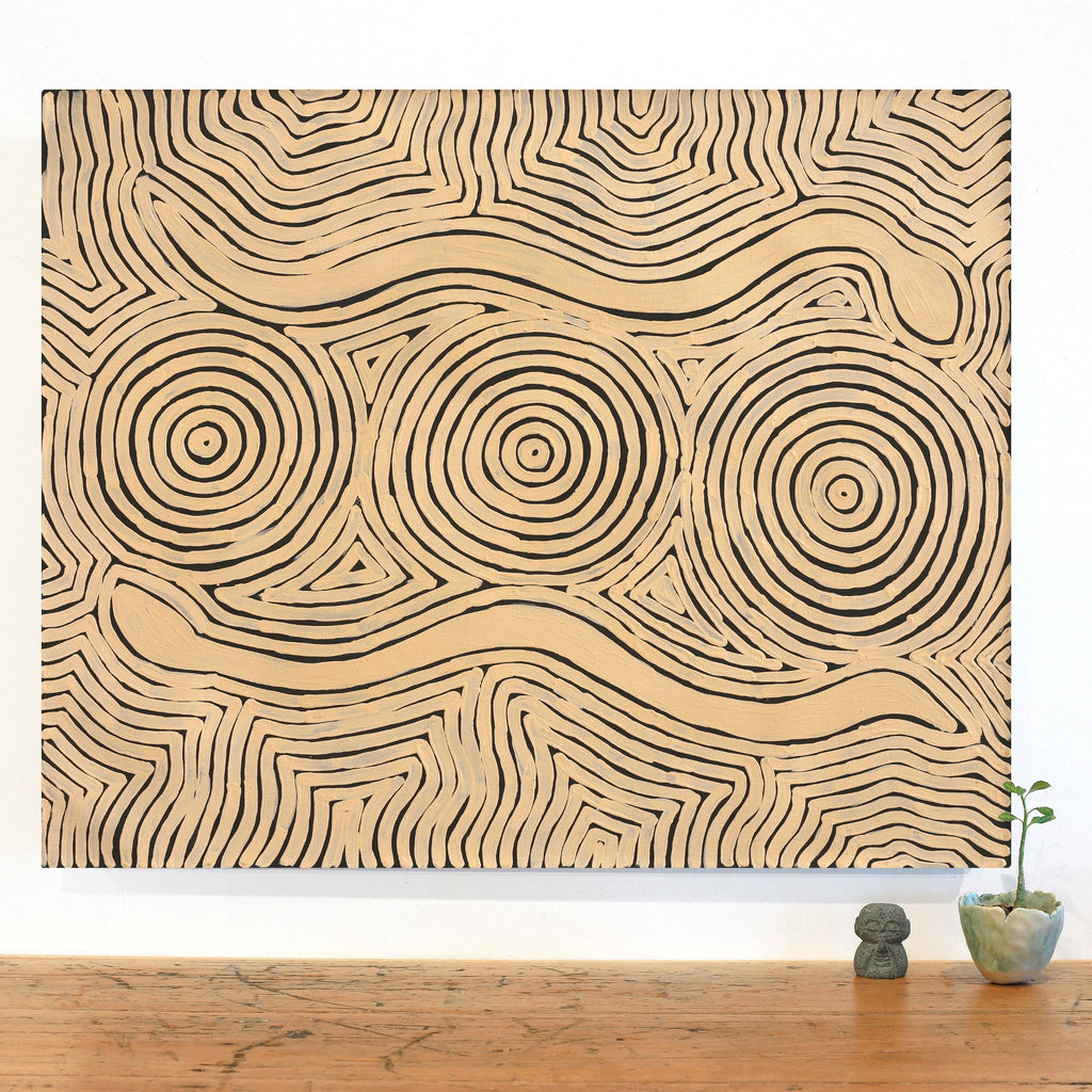 Aboriginal Artwork by Leston Japaljarri Spencer, Warna Jukurrpa (Snake Dreaming), 76x61cm