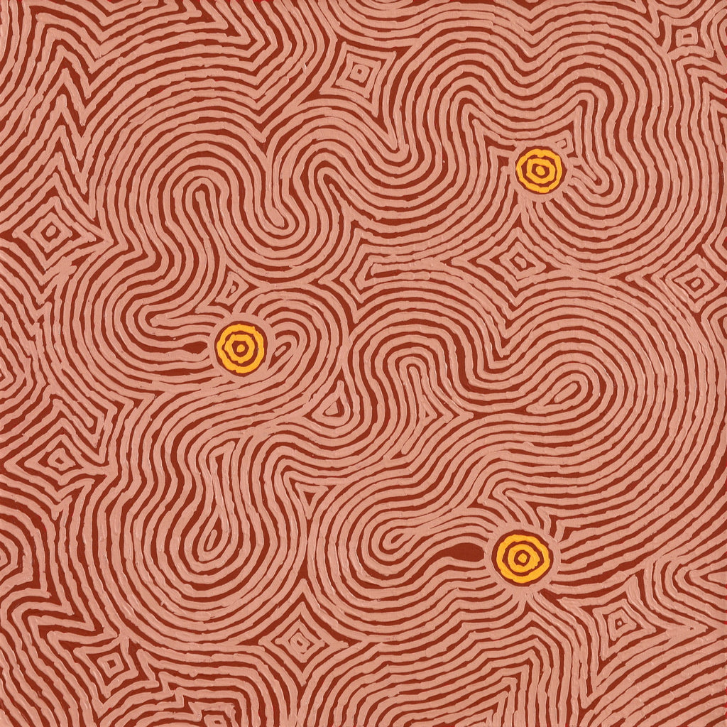 Aboriginal Artwork by Leston Japaljarri Spencer, Warna Jukurrpa (Snake Dreaming), 91x91cm