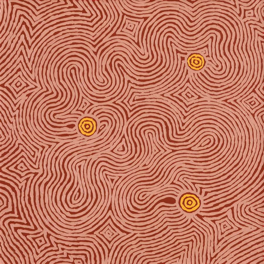 Aboriginal Artwork by Leston Japaljarri Spencer, Warna Jukurrpa (Snake Dreaming), 91x91cm