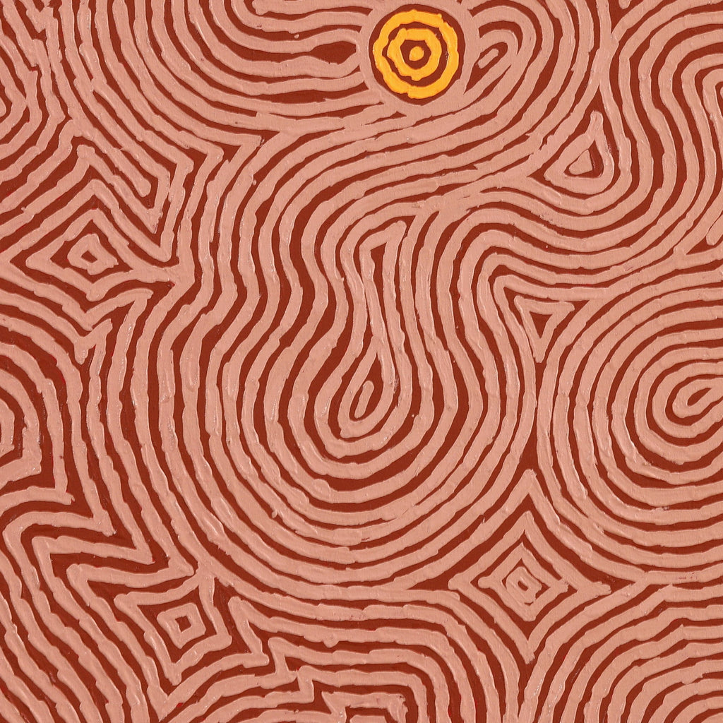 Aboriginal Artwork by Leston Japaljarri Spencer, Warna Jukurrpa (Snake Dreaming), 91x91cm