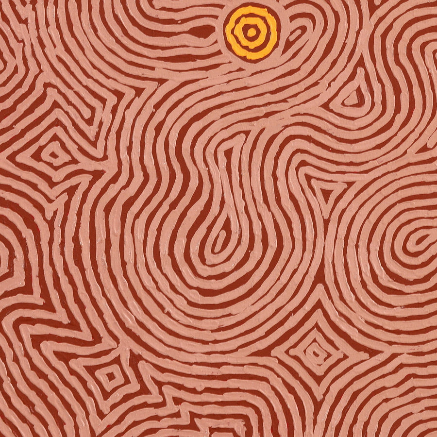 Aboriginal Artwork by Leston Japaljarri Spencer, Warna Jukurrpa (Snake Dreaming), 91x91cm