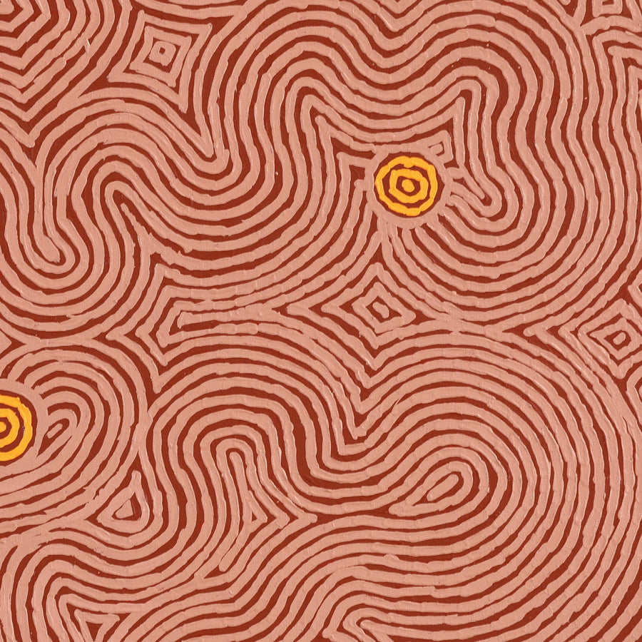 Aboriginal Artwork by Leston Japaljarri Spencer, Warna Jukurrpa (Snake Dreaming), 91x91cm