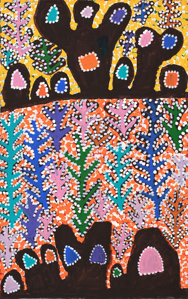 Aboriginal Artwork by Linda Ngitjanka, Puli at Alkipi, 112x71cm